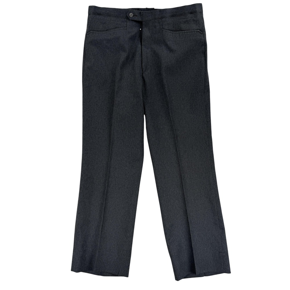 Sansabelt Dress Pants Mens 32x28 Gray Flat Front Straight Leg‎ Microfiber Office
